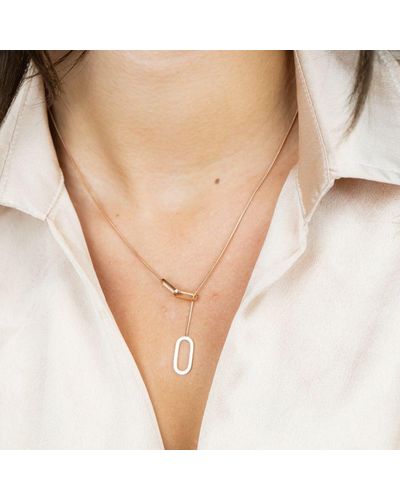 The Colourful Aura Two Square Geometric Y Shape Square Drop Lariat Cocktail Dress Necklace - Natural