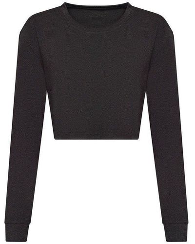 Awdis Heather Cropped Long-sleeved T-shirt - Black