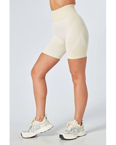 Twill Active Recycled Colour Block Body Fit Cycling Shorts - Stone - White