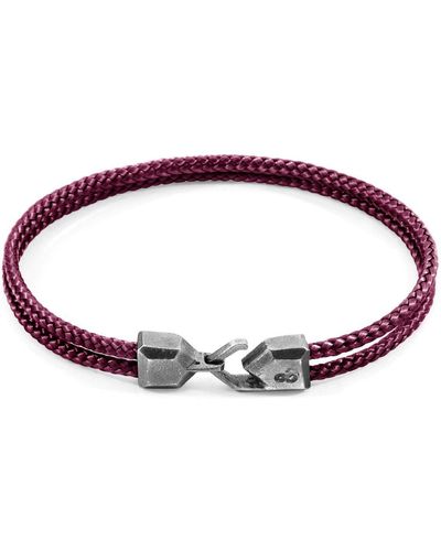 Anchor and Crew Cromer Silver And Rope Bracelet - Red
