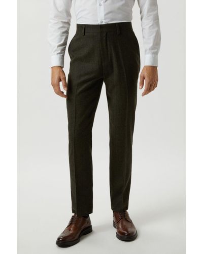 Burton Slim Fit Khaki Basketweave Tweed Suit Trousers - Black