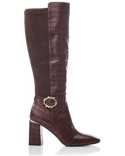 Moda In Pelle 'saretta' Patent Mocc Croc Heeled Boots - Brown