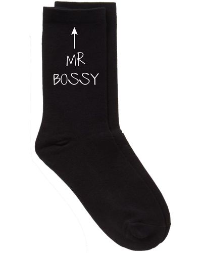 60 SECOND MAKEOVER Mr Bossy Black Calf Socks
