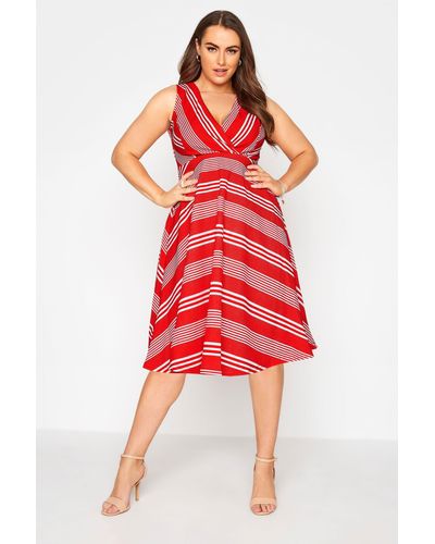 Yours Wrap Skater Dress - Red