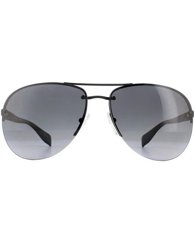 Prada Aviator Black Rubber Polarized Grey Gradient Sunglasses
