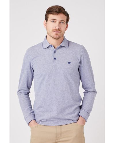 Wrangler Long Sleeve Refined Polo - Blue