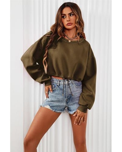 FS Collection Perfectly Oversized Cropped Sweatshirt In Khaki - Brown