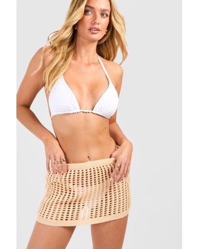 Boohoo Crochet Beach Mini Skirt - White