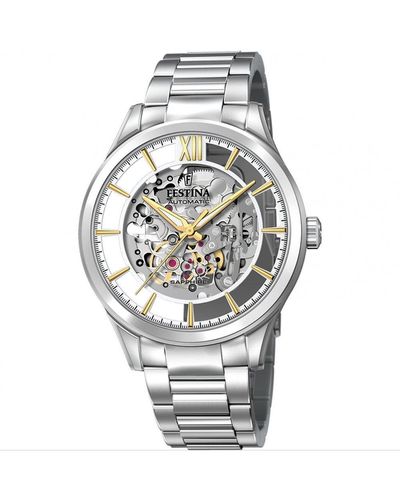 Festina Skeleton Automatic Stainless Steel Classic Analogue Watch - F20630/1 - Multicolour