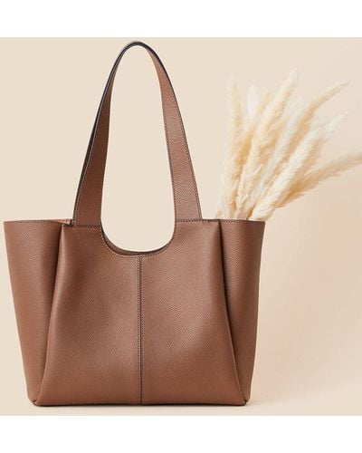 Accessorize Leather Winged Shoulder Bag - Natural
