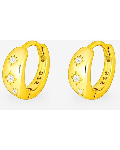 MUCHV Gold Tiny Huggie Hoop Earrings With Stars - Blue