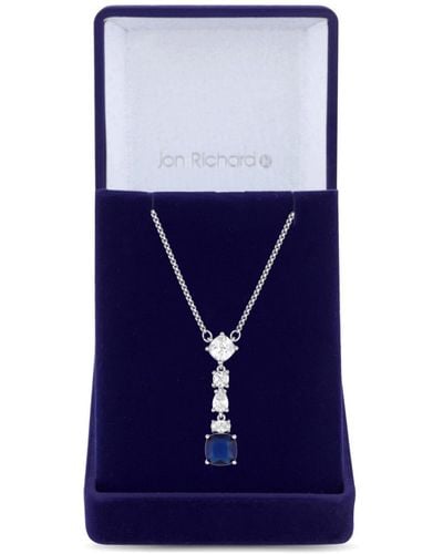 Jon Richard Rhodium Plated Mixed Stone Montana Blue Necklace - Gift Boxed