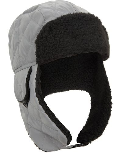 Mountain Warehouse Reflective Waterproof Trapper Hat Fleece Line Winter Cap - Black
