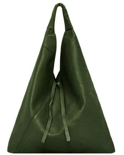 Sostter Olive Pebbled Boho Leather Bag - Baddx - Green