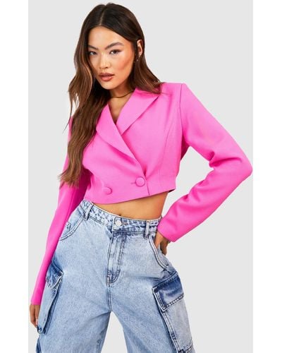 Boohoo Mix & Match Brights Cropped Blazer - Pink