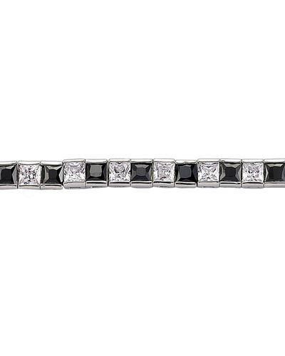 Jewelco London Silver Black Princess Cut Cz Eternity Tennis Bracelet 4mm - Gvb103-bla