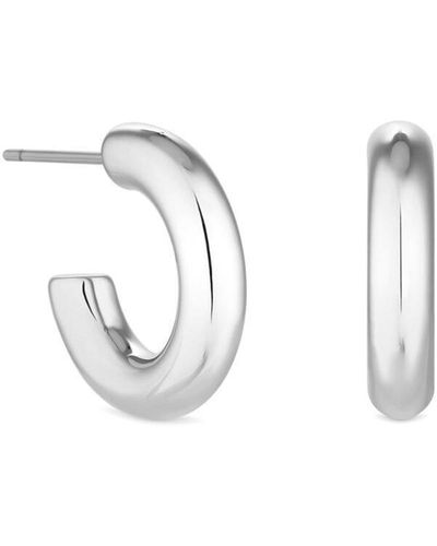 Jon Richard Silver Plated Polished Stainless Steel Hoop Earrings - Metallic