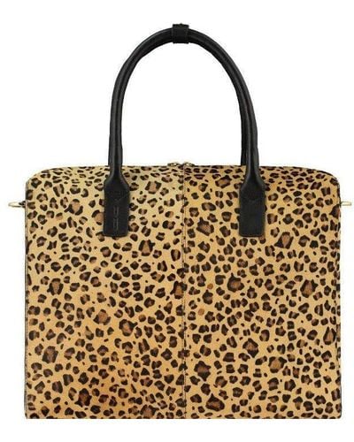 Sostter Leopard Print Large Cowhide Leather Grab Bag - Byrbr - Metallic