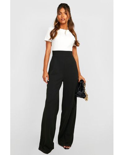 Boohoo Contrast Wide Leg Jumpsuit - Multicolour