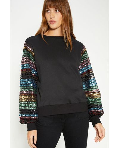 Oasis Sequin Sleeve Sweatshirt - Black