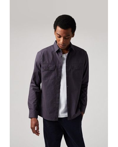 Burton Long Sleeve Grey Utility Shirt - Blue