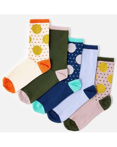 Accessorize 5 Pack Spot Print Socks - Multicolour
