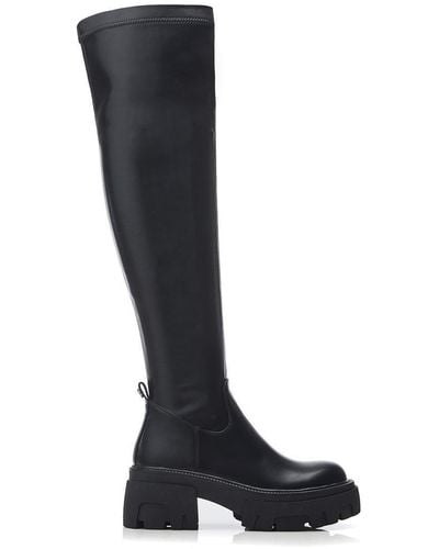 Moda In Pelle 'irie' Porvair Over The Knee Boots - Black