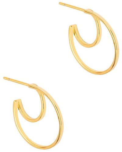 Pure Luxuries London Gift Packaged 'erika' 18ct Yellow Gold 925 Silver Crescent Moon Hoop Earrings - Metallic