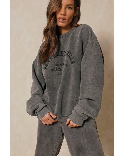 MissPap Beverley Hills Embroidered Oversized Sweatshirt - Grey