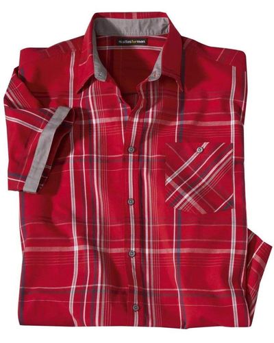 Atlas For Men Checked Short-sleeved Shirt - Red