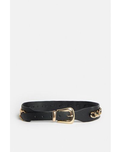 Coast Gold Chain Detail Belt - Black