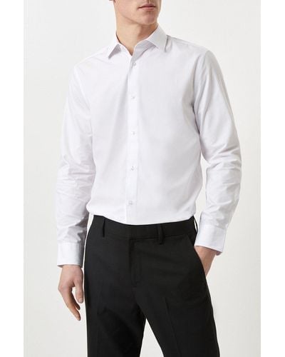 Burton Tailored Fit White Essential Formal Shirt
