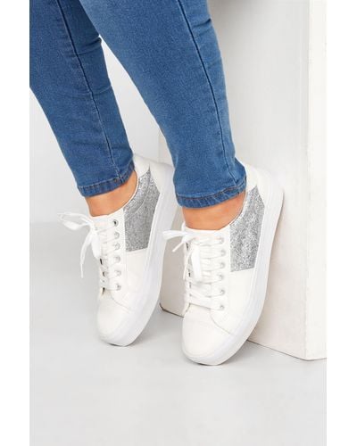 Yours Wide Fit Flatform Trainers - Blue