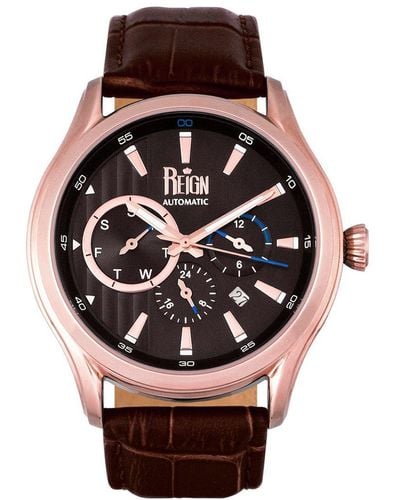 Reign Gustaf Automatic Leather-band Watch - Black