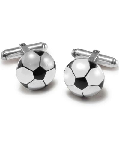 Jewelco London Sterling Silver Football Soccer Ball T-shape Cufflinks 16mm - Acl002 - Metallic