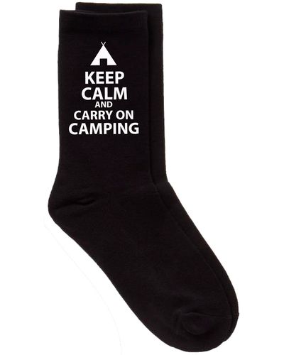60 SECOND MAKEOVER Keep Calm And Carry On Camping Black Calf Socks