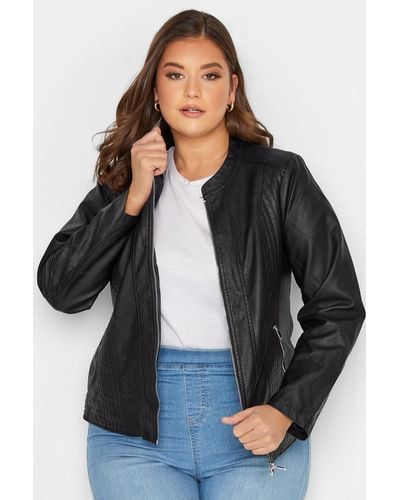 Yours Faux Leather Zip Jacket - Black