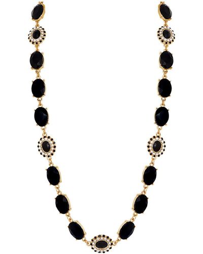Mood Gold Plated Jet And Pearl Halo Necklace - Black