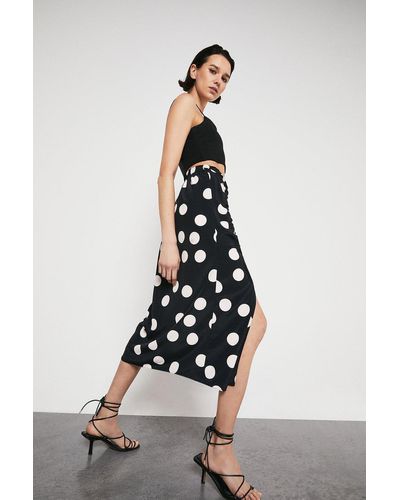 Warehouse Skirt With Ruched Side In Spot - White