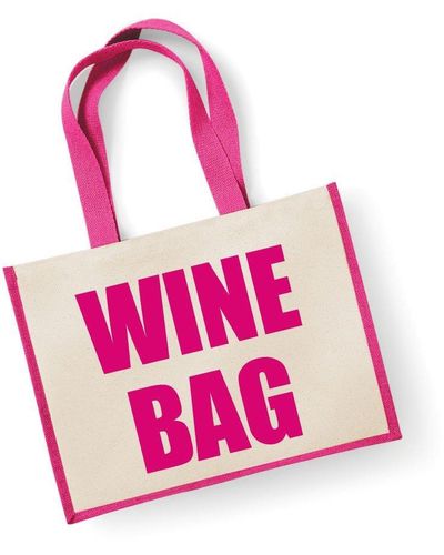 60 SECOND MAKEOVER Large Jute Bag Wine Bag Pink Bag