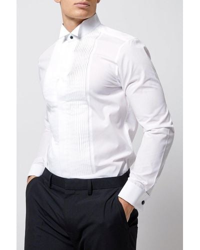 Burton White Slim Fit Marcella Bib Double Cuff Shirt