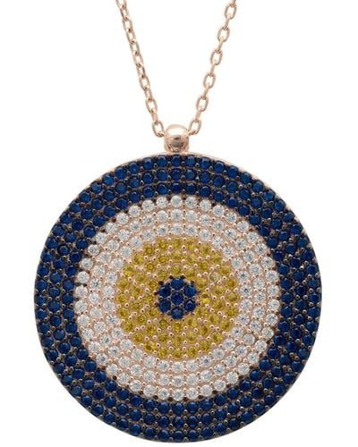 LÁTELITA London Evil Eye Pendant Necklace Large Blue Rosegold