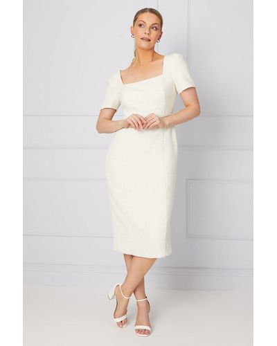 Wallis Occasion Boucle Pearl Waistband Pencil Dress - White