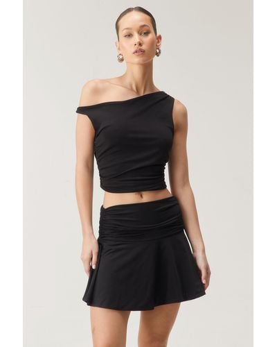 Nasty Gal Premium Slinky Fold Over Mini Skirt - Black