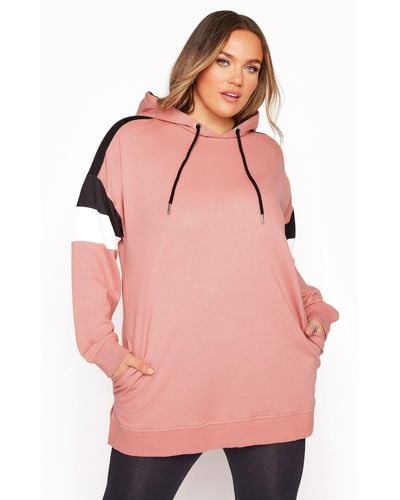 Yours Colour Block Hoodie - Pink