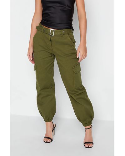 PixieGirl Petite Belted Cargo Jeans - Green
