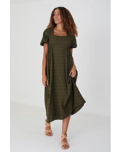 Brave Soul 'addison' Puff Sleeve Maxi Dress - Green