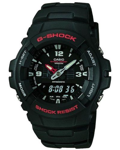 G-Shock G-shock Plastic/resin Classic Combination Quartz Watch - G-100-1bvmur - Black