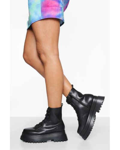 Boohoo Extreme Chunky Ankle Hiker Boot - Blue