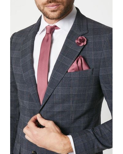 Burton Cinnamon Wedding Plain Tie Set With Matching Lapel Pin - Red